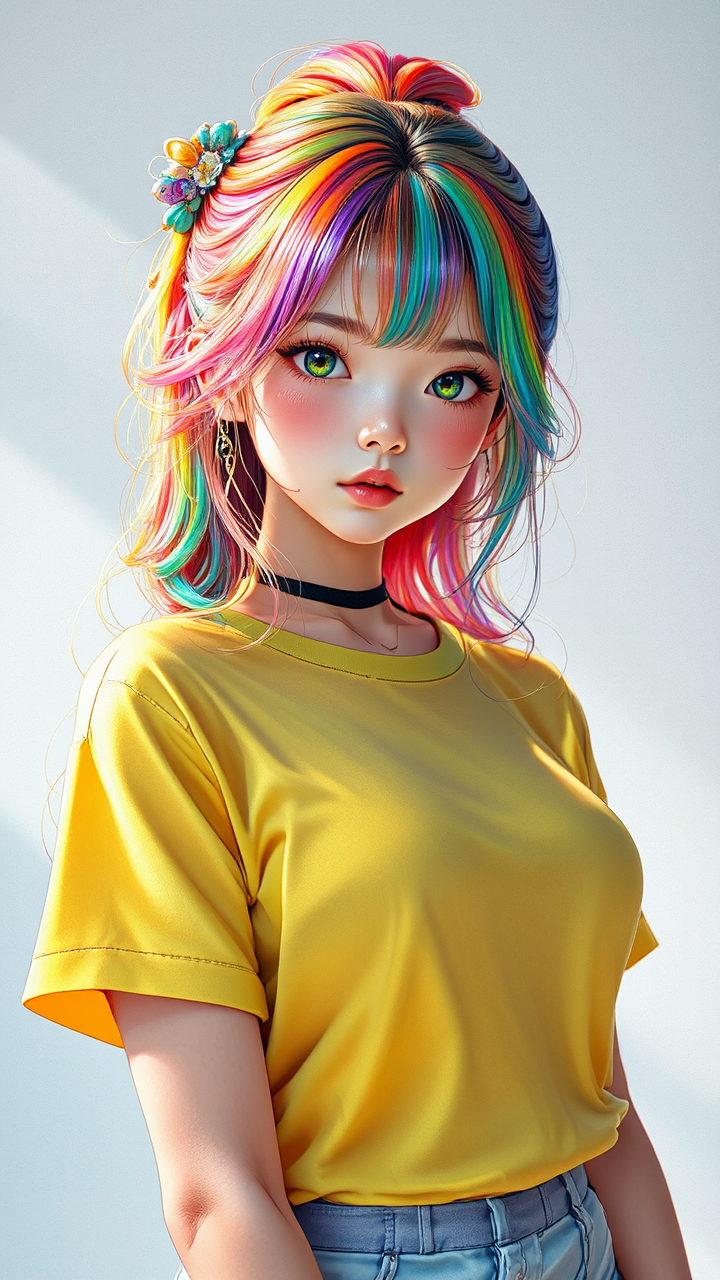 Girl with rainbow hair