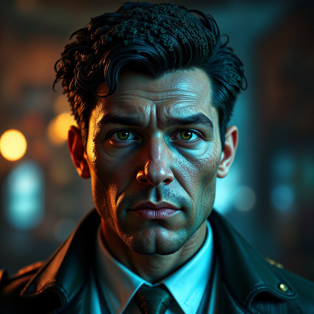 Hyper-realistic digital portrait of