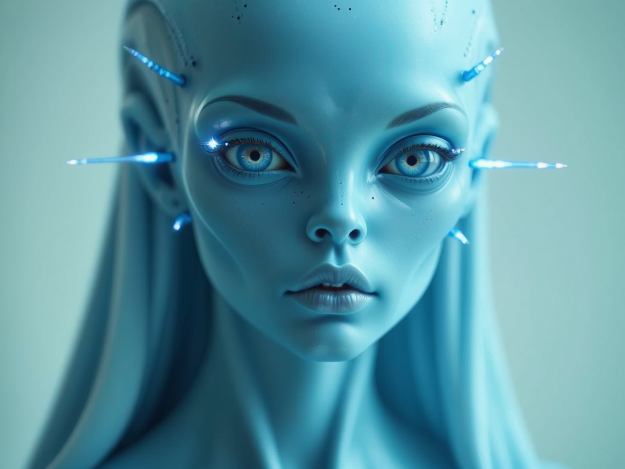 Blue alien woman with