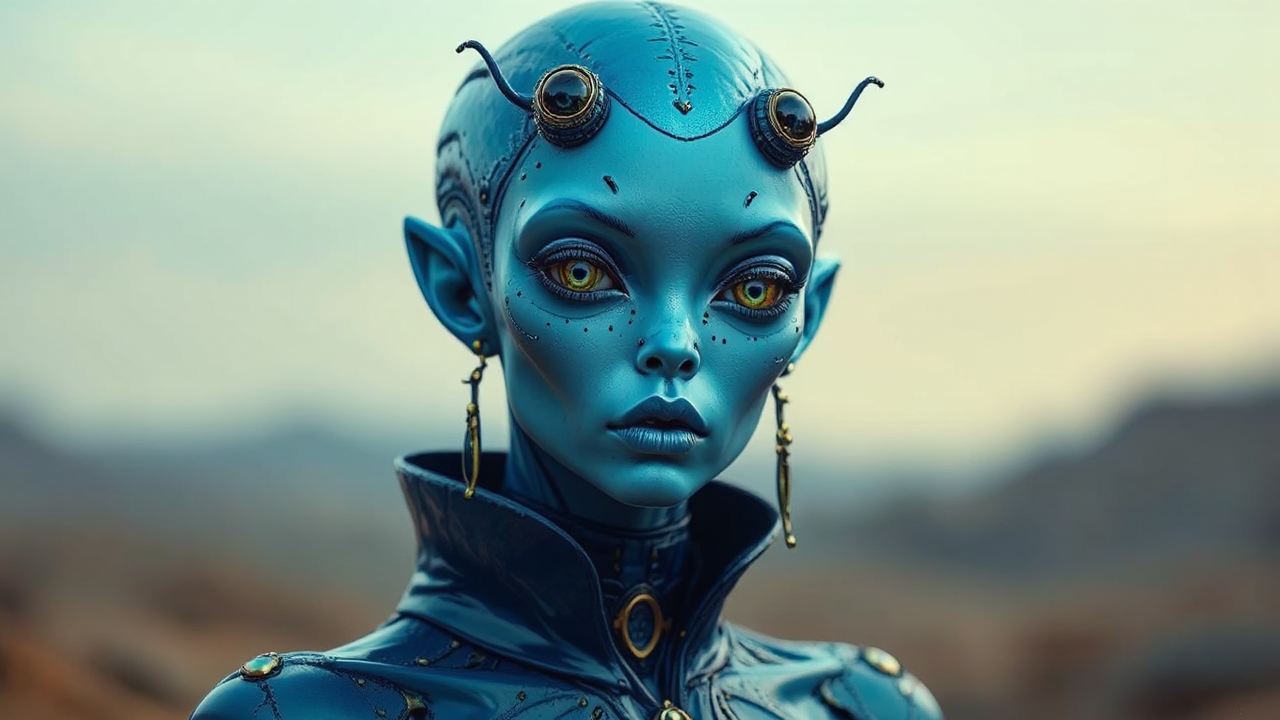 A blue alien woman