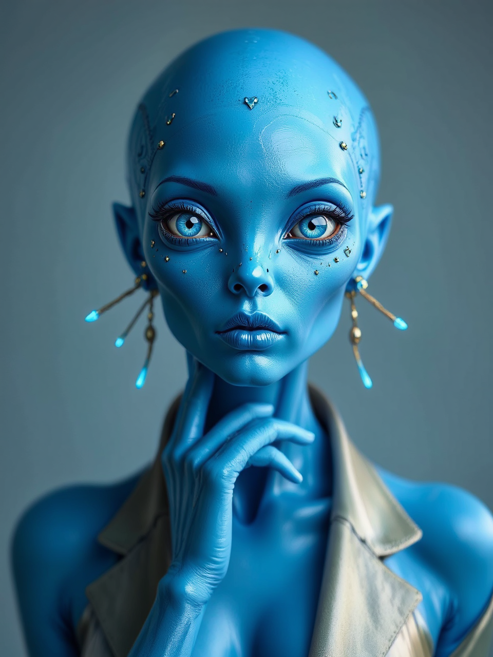 Elegant blue alien woman
