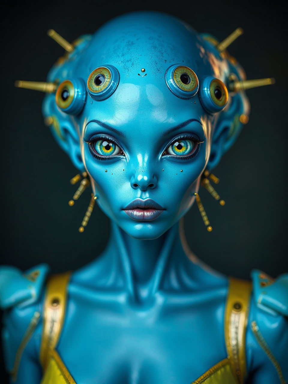Elegant blue alien woman