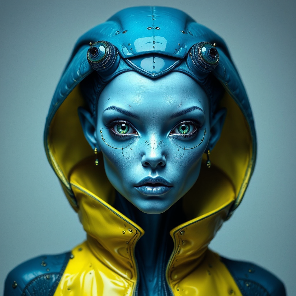 Elegant blue alien woman