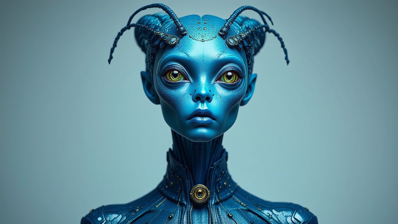 Elegant blue alien woman