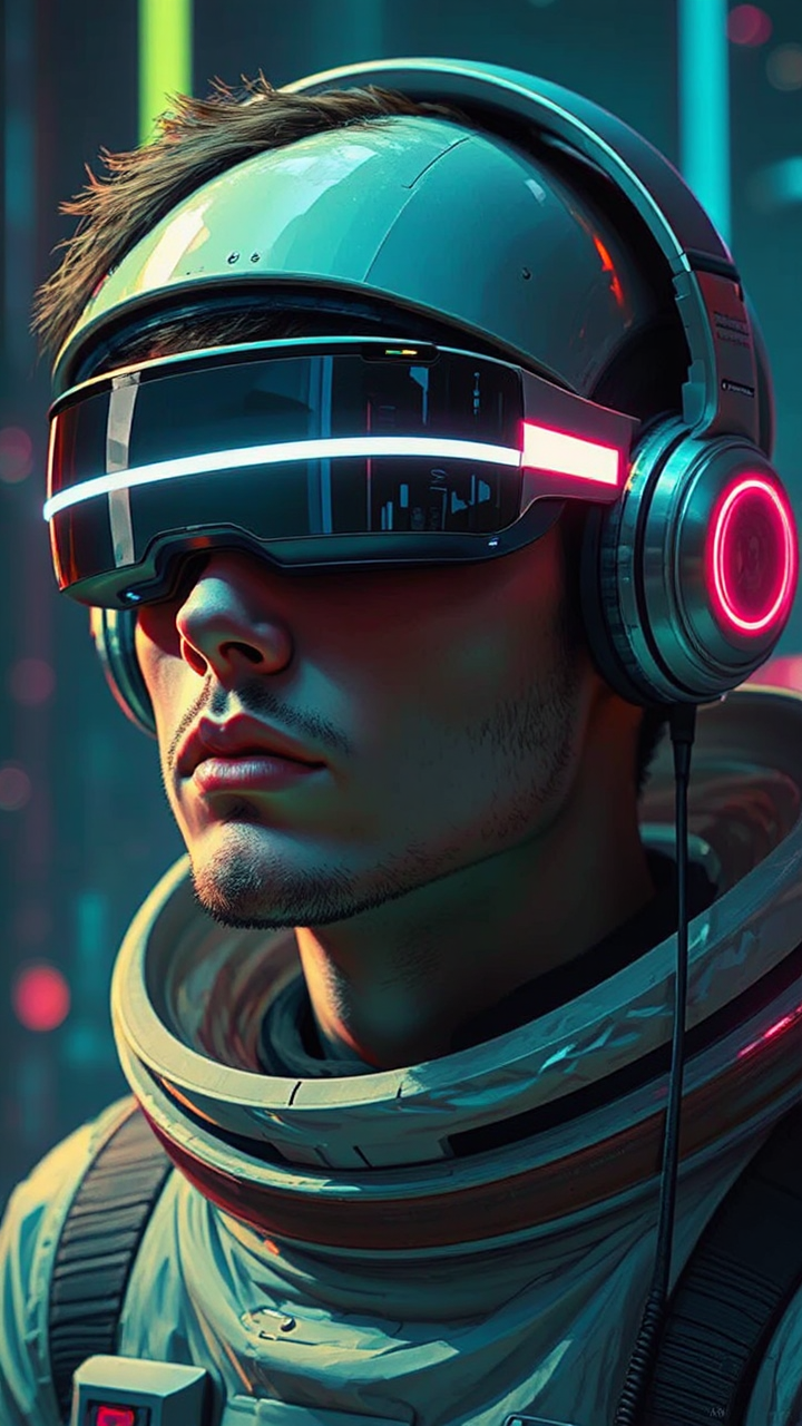 Cyberpunk future coder in