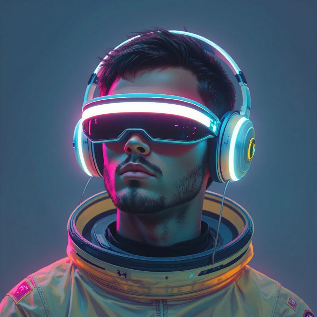 Future coder man with