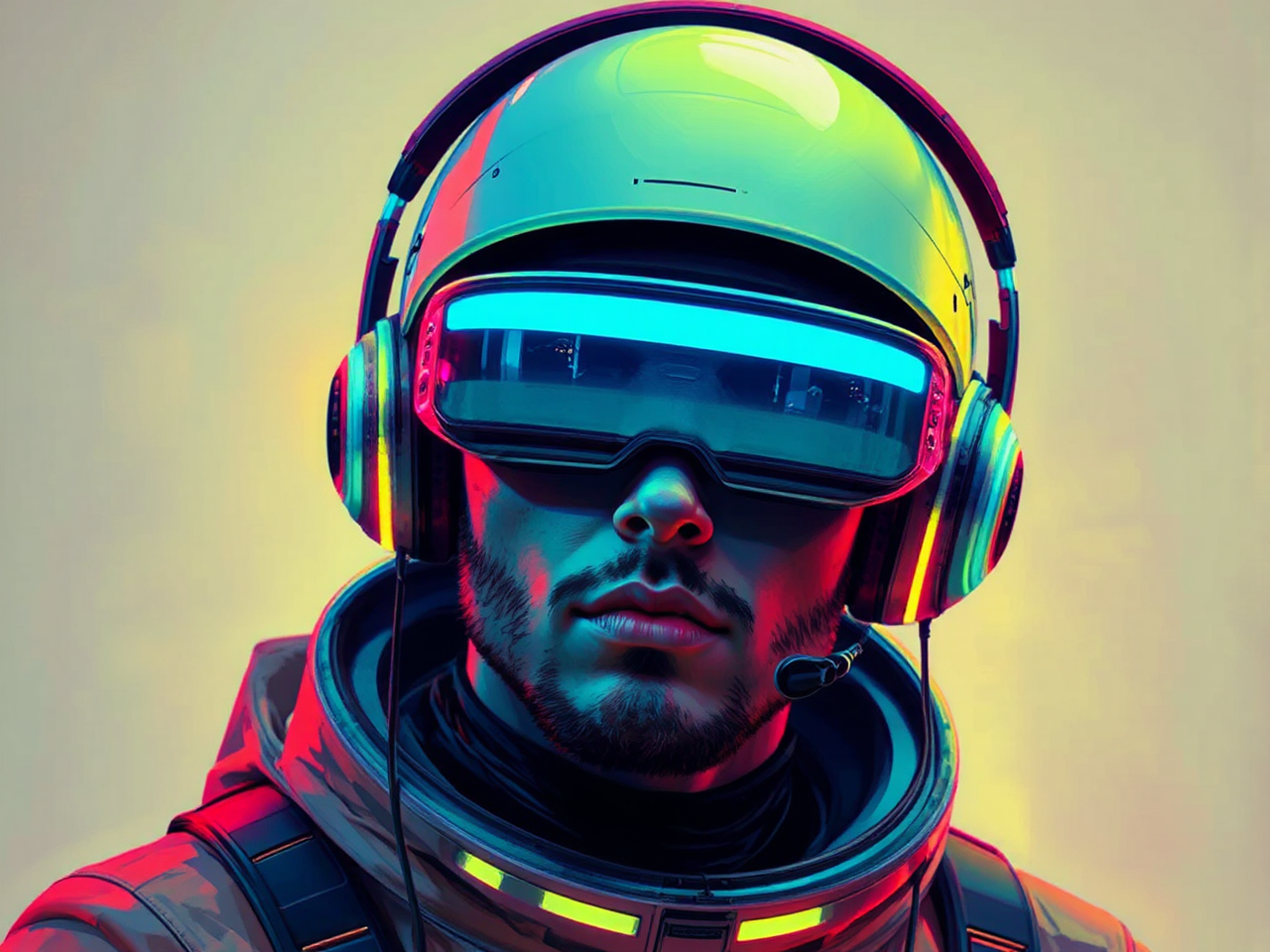 Man with futuristic cyberpunk