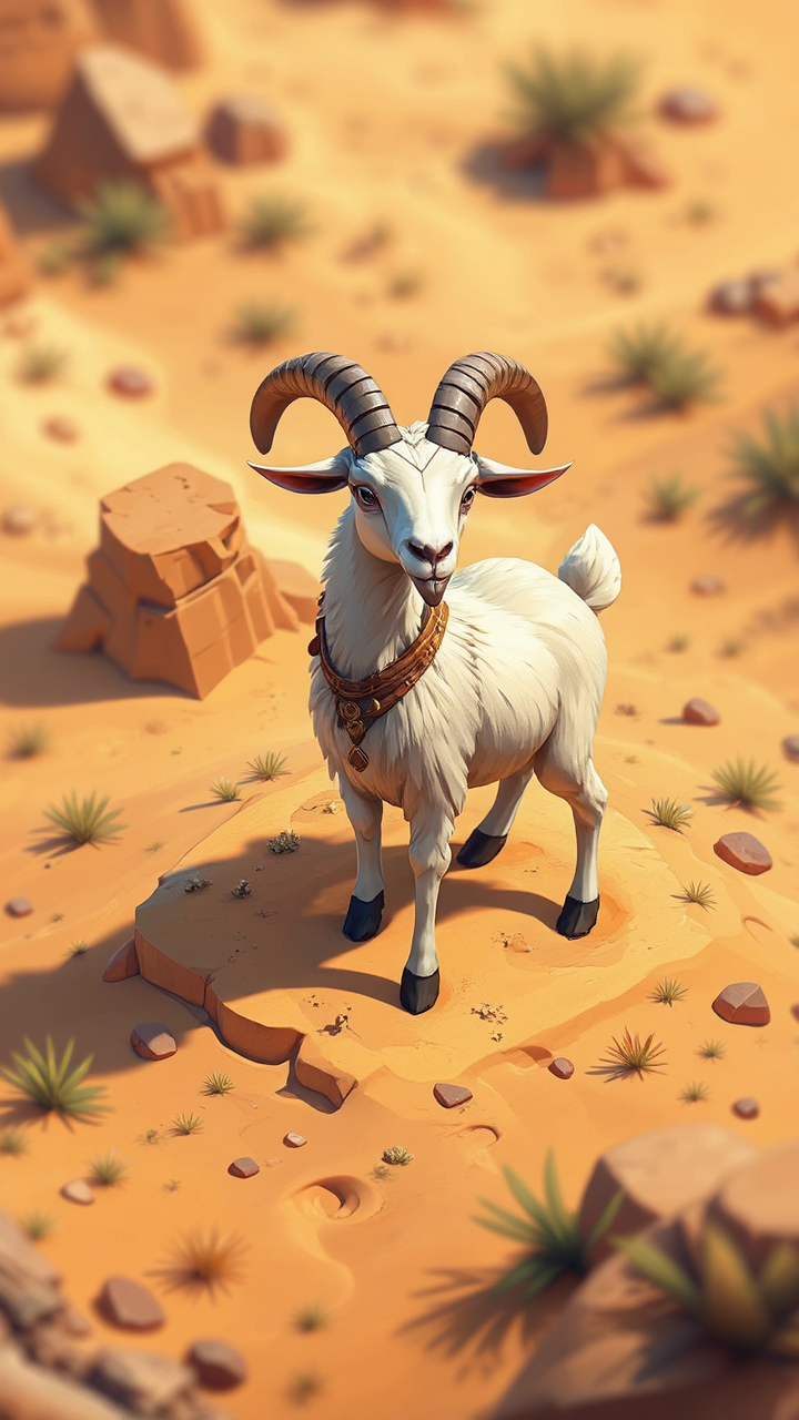 Goat in desert with