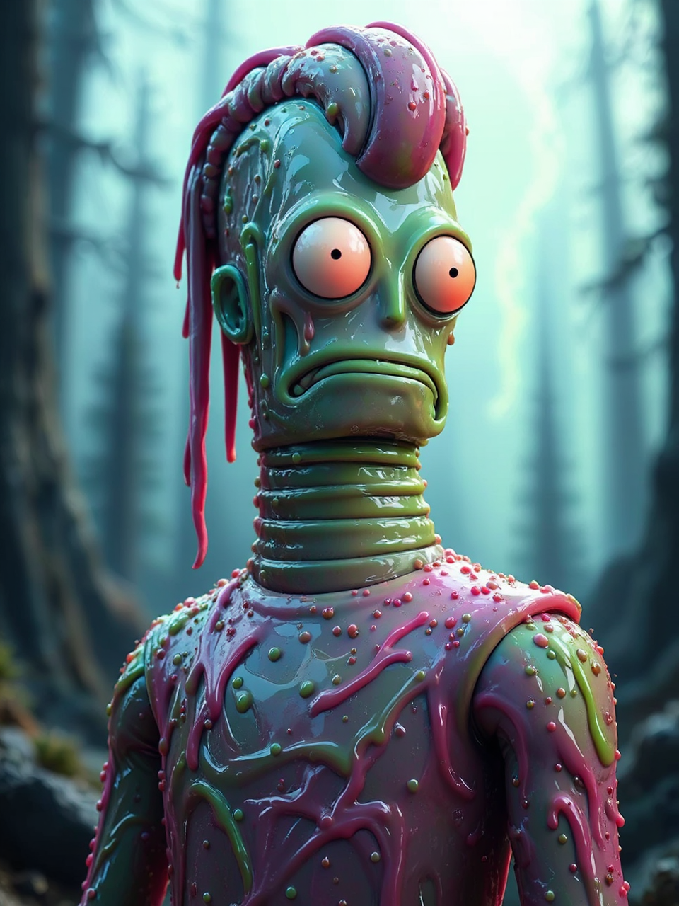 Robot covered in sticky