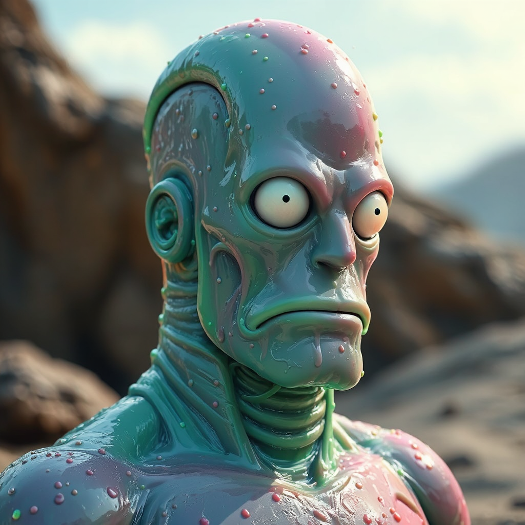 Bender covered in green