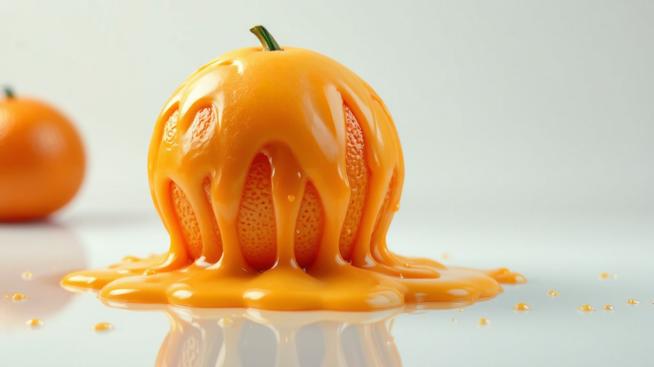Orange covered in sticky
