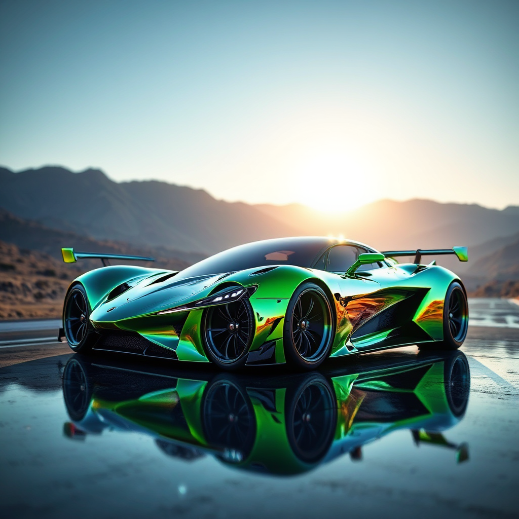 Sporty futuristic high-performance car.