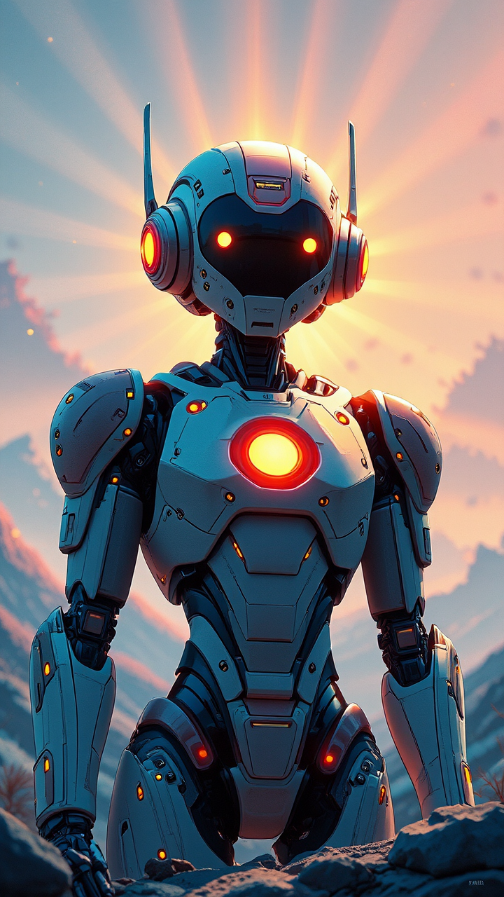 Minimalist robot with glowing