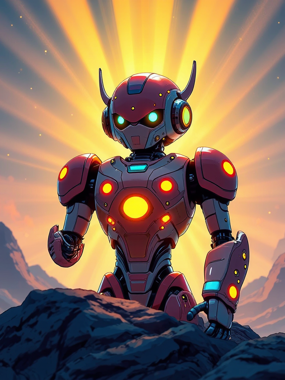 Robot with glowing aura.