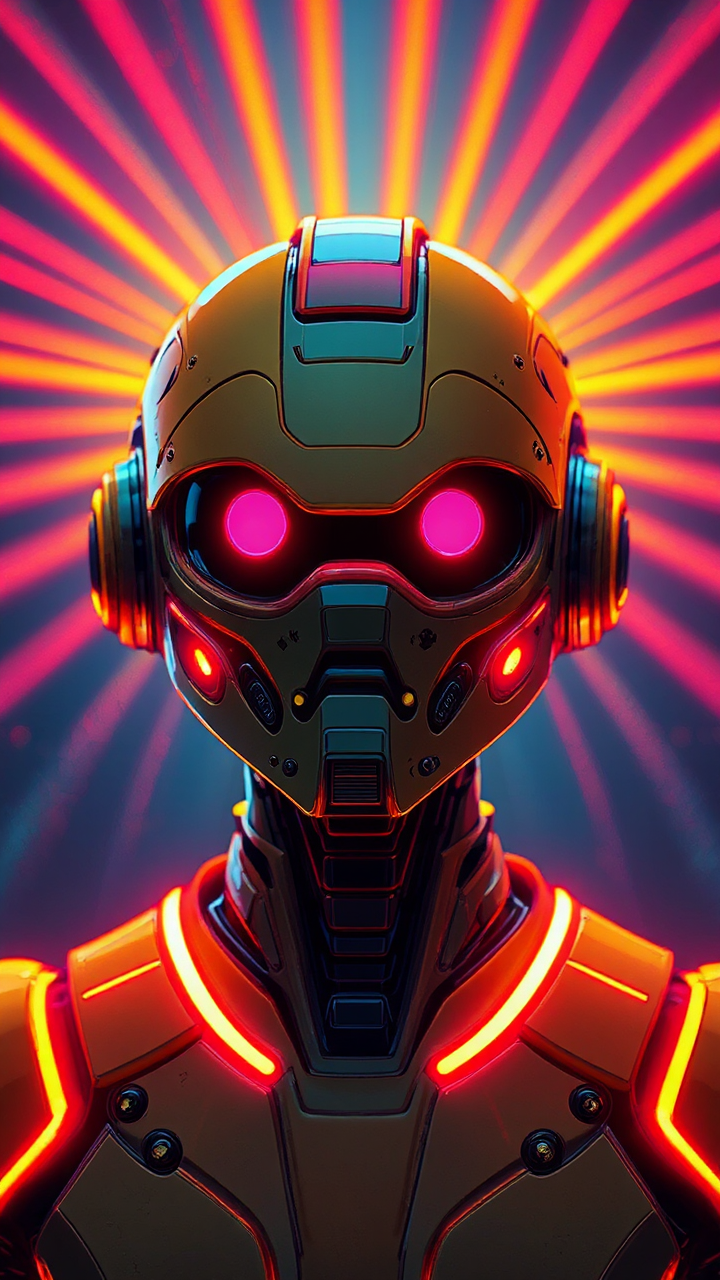 Robot with glowing cybernetic