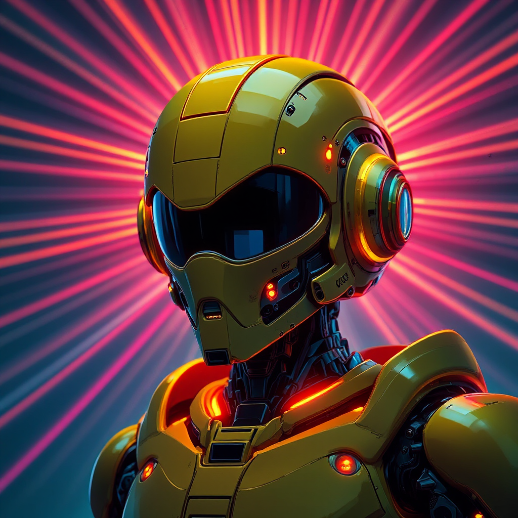 Robot with neon cyber