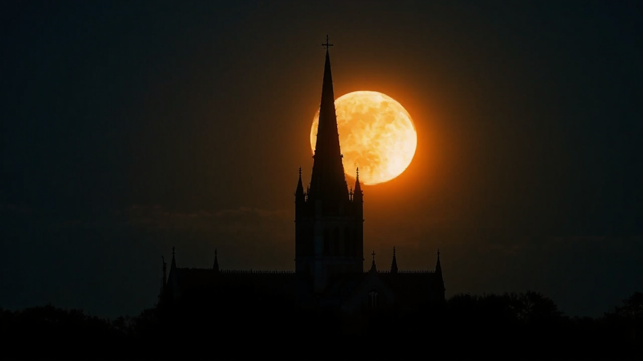 Glorious moonrise over Ely