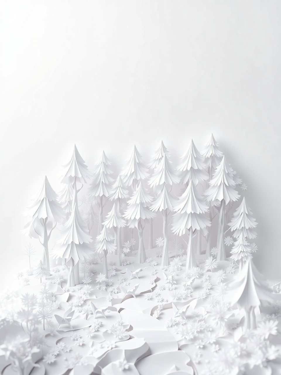 Origami forest on white