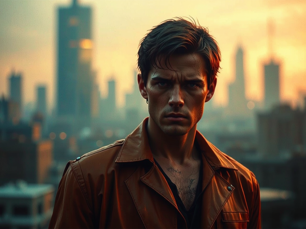 A futuristic cityscape at