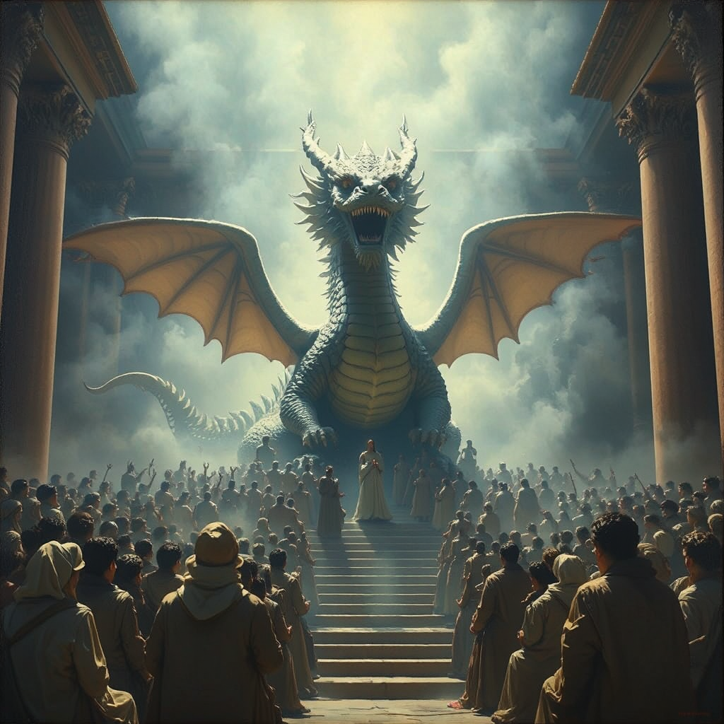 Neoclassical people worshiping a