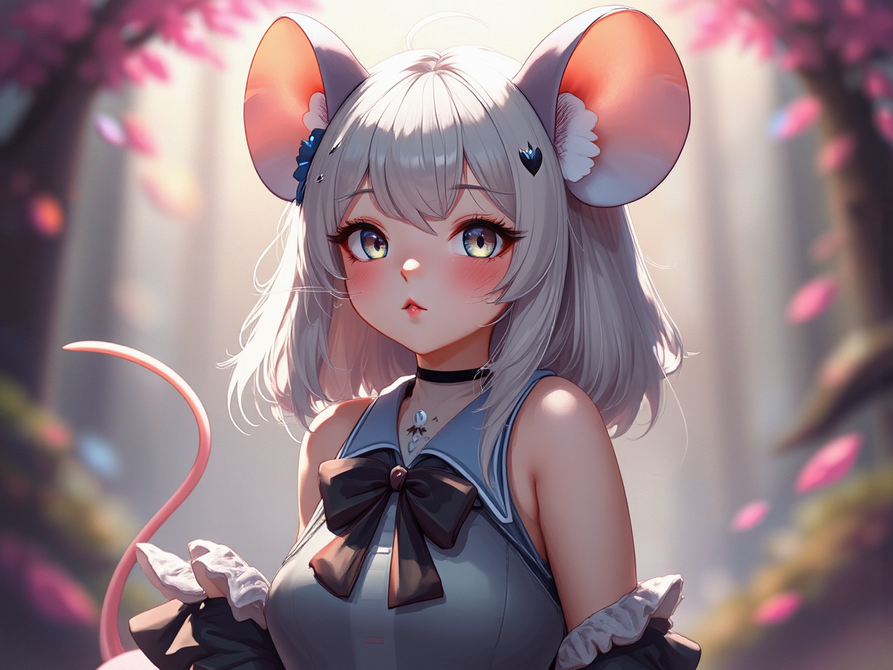 Anthropomorphic half-mouse anime girl.