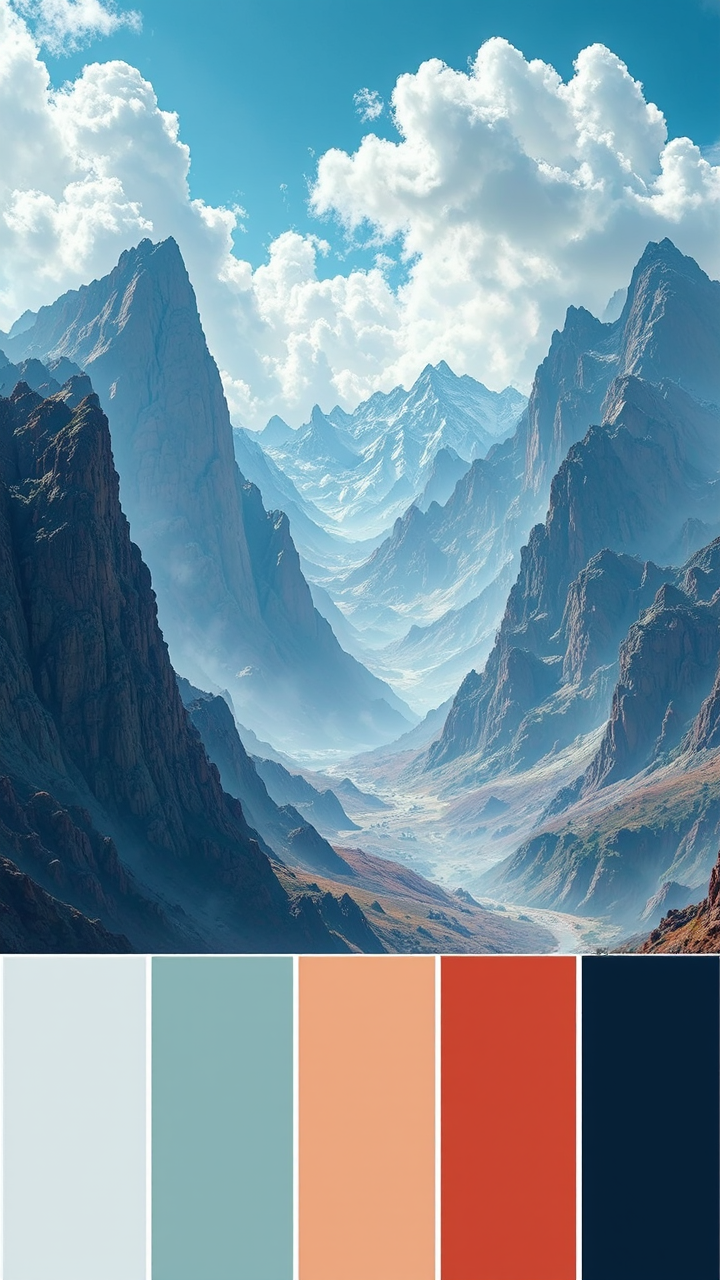 Vast mountain landscape with