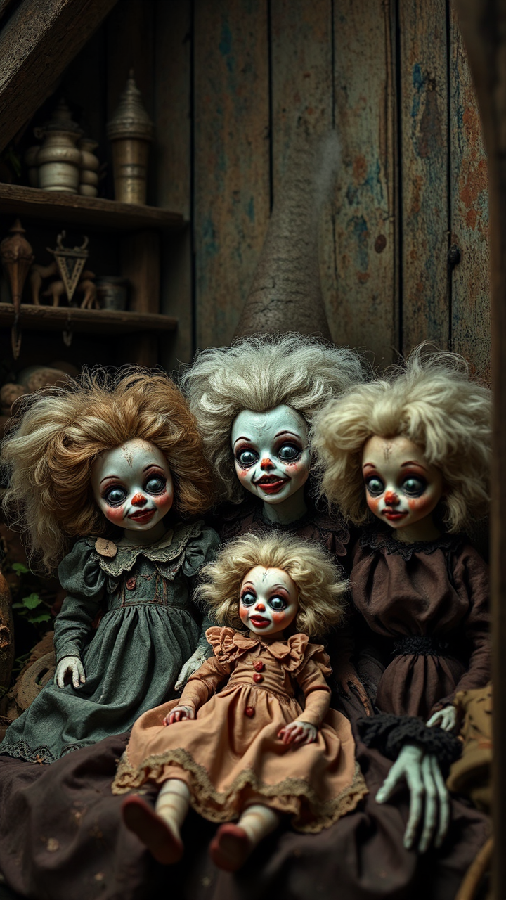 Ceramic dolls in a