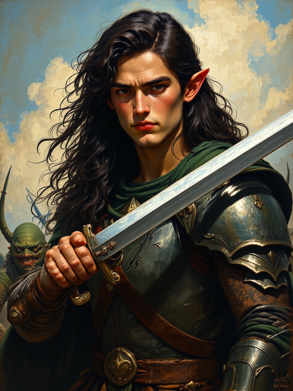 Young elf paladin fights