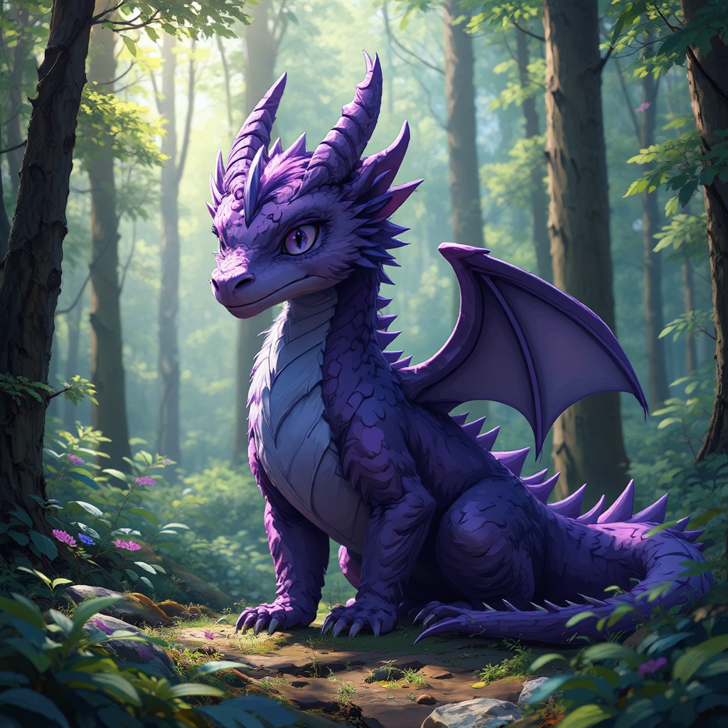 Purple anime dragon in