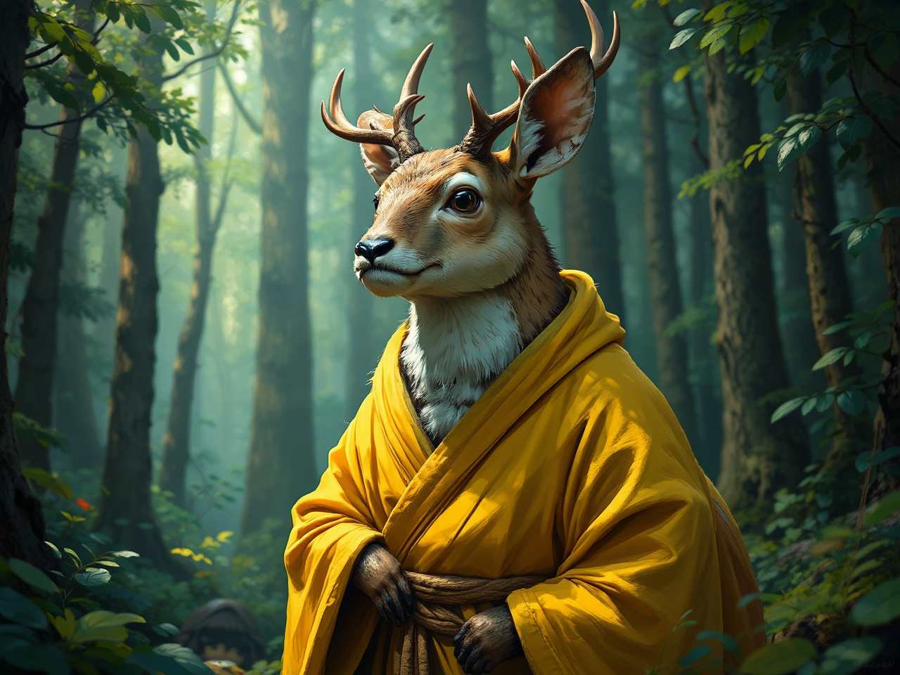 Anthropomorphic doe deer in