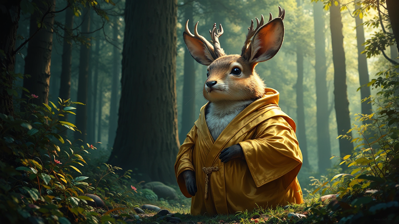 Anthropomorphic deer in gold