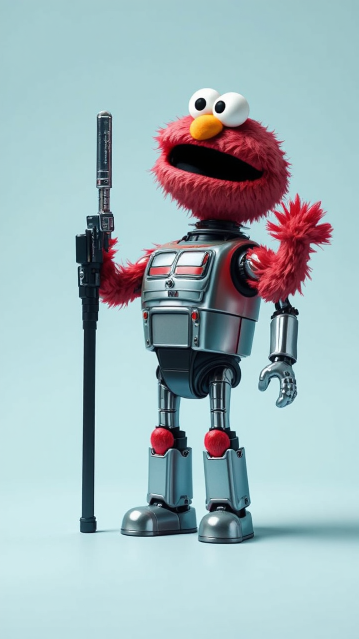 Robo-Elmo police officer character