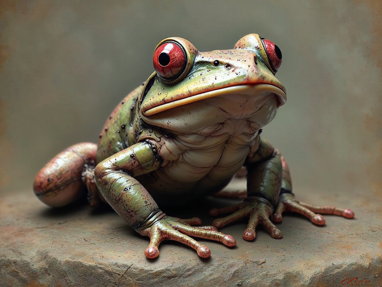 A mechanical metal frog