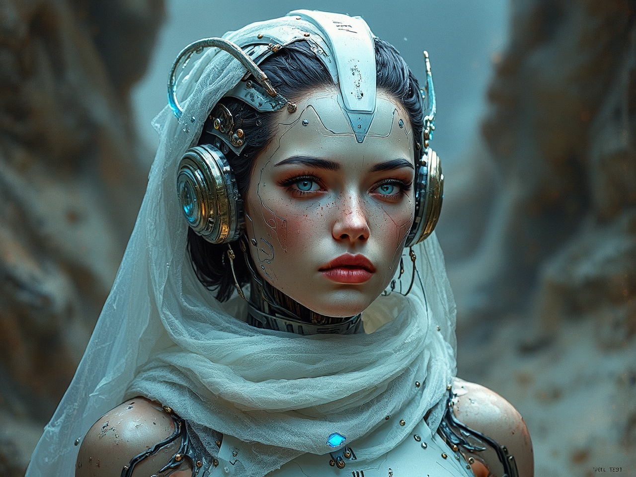 Cyborg genie with hyper-realistic