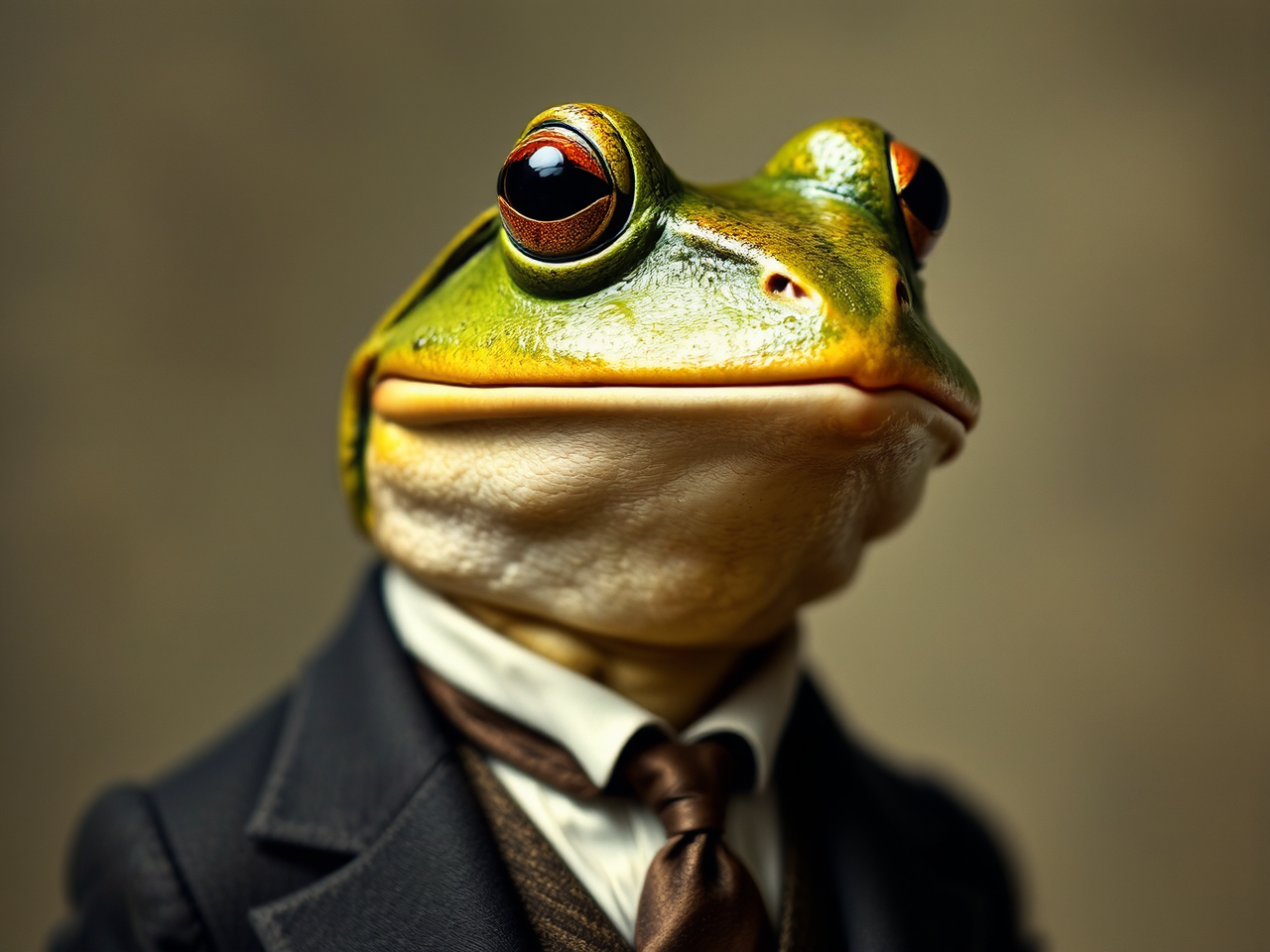 An anthropomorphic frog in