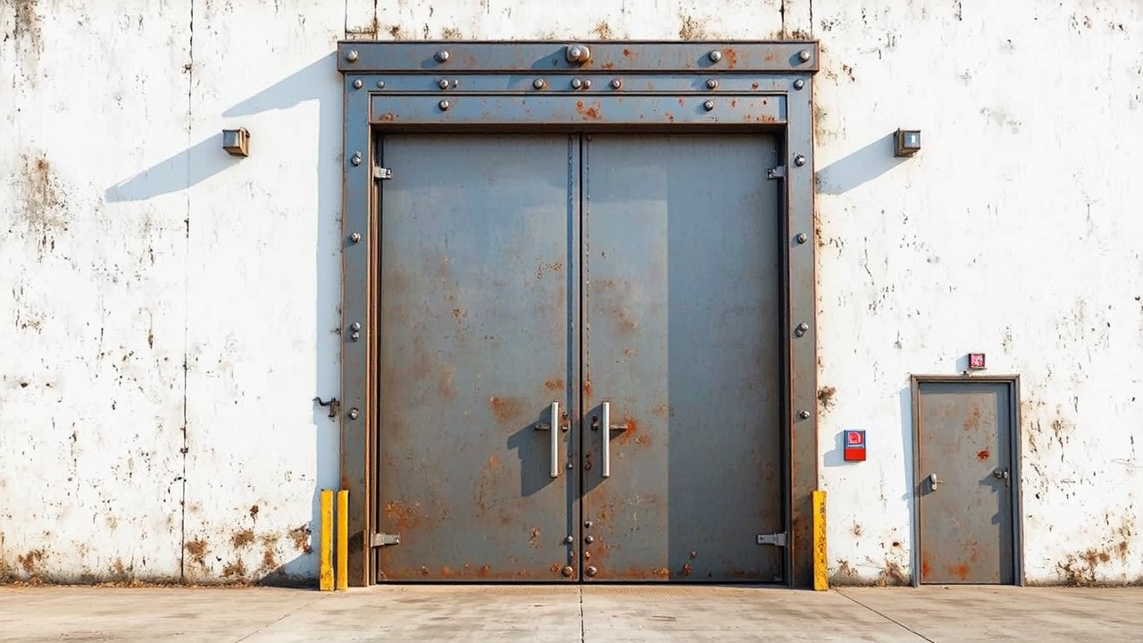Large metal blast doors