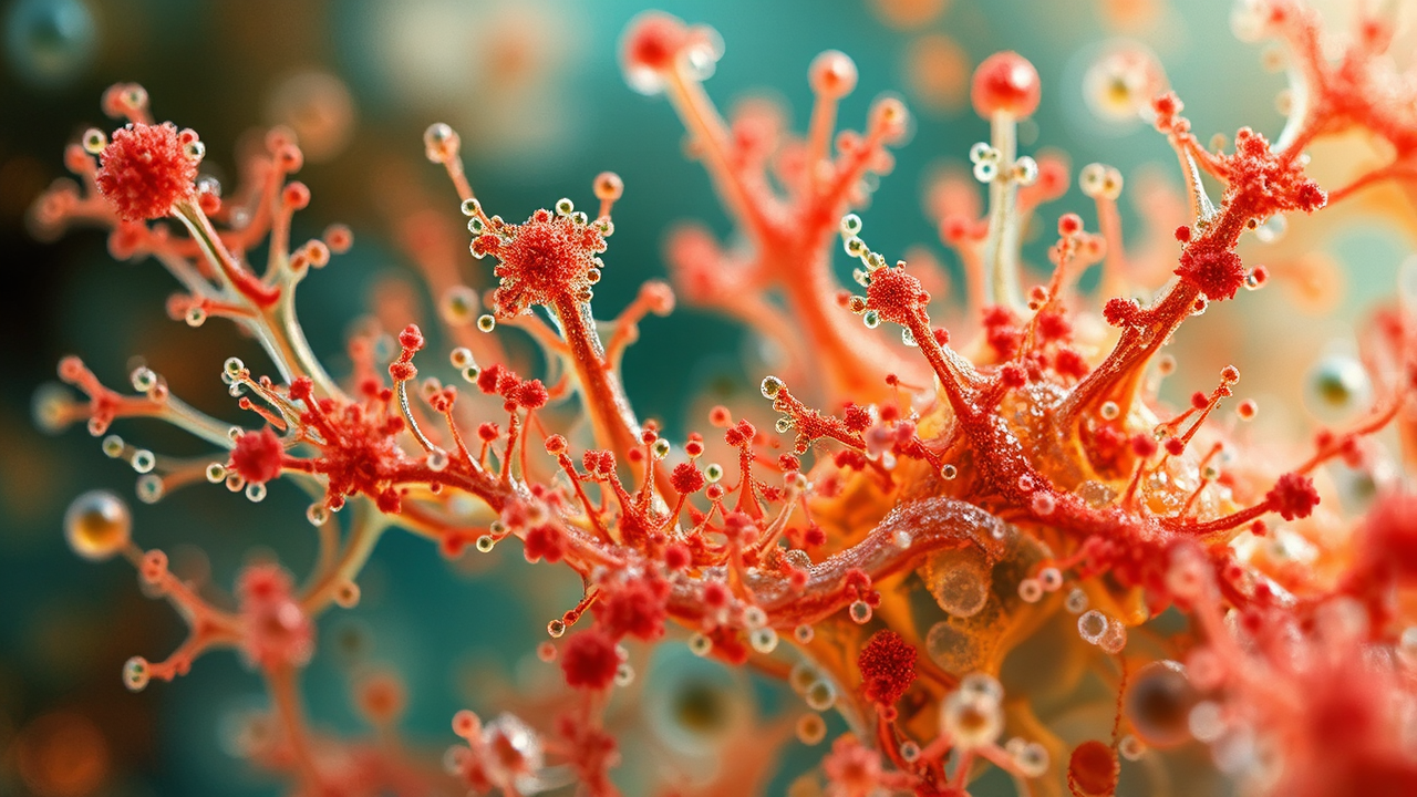 Tiny cellular structures.