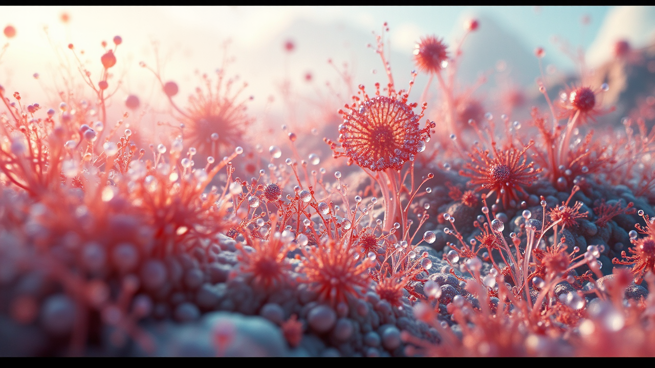 Highly detailed microscopic structures.