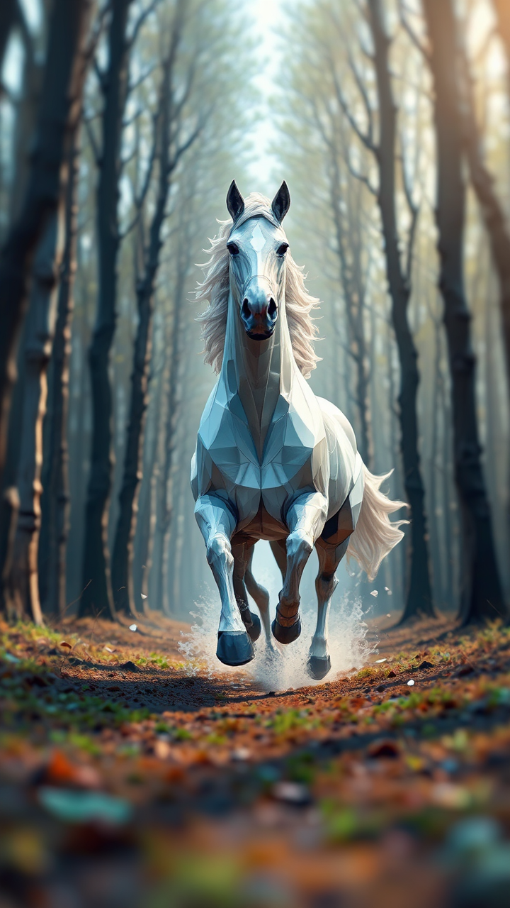 Horse galloping through a