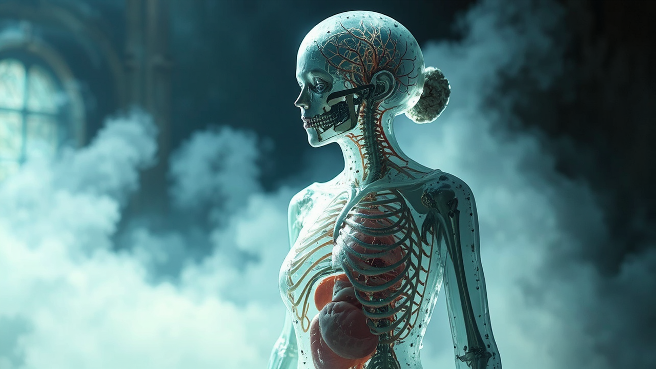 Glass woman with metallic