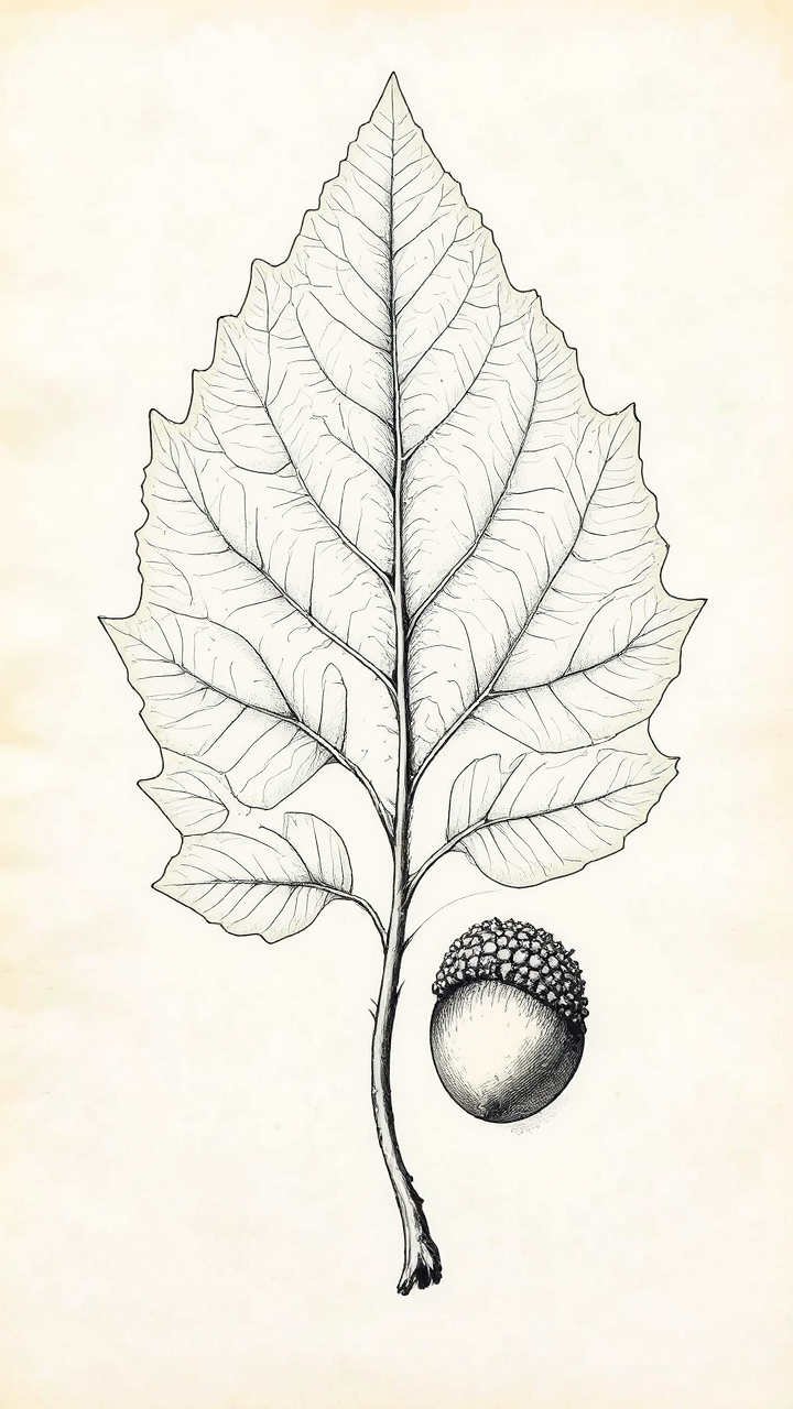 Vine leaf and acorn