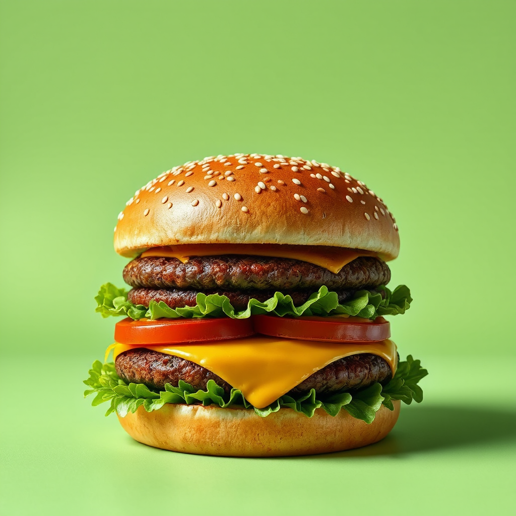 Hamburger on sesame seed