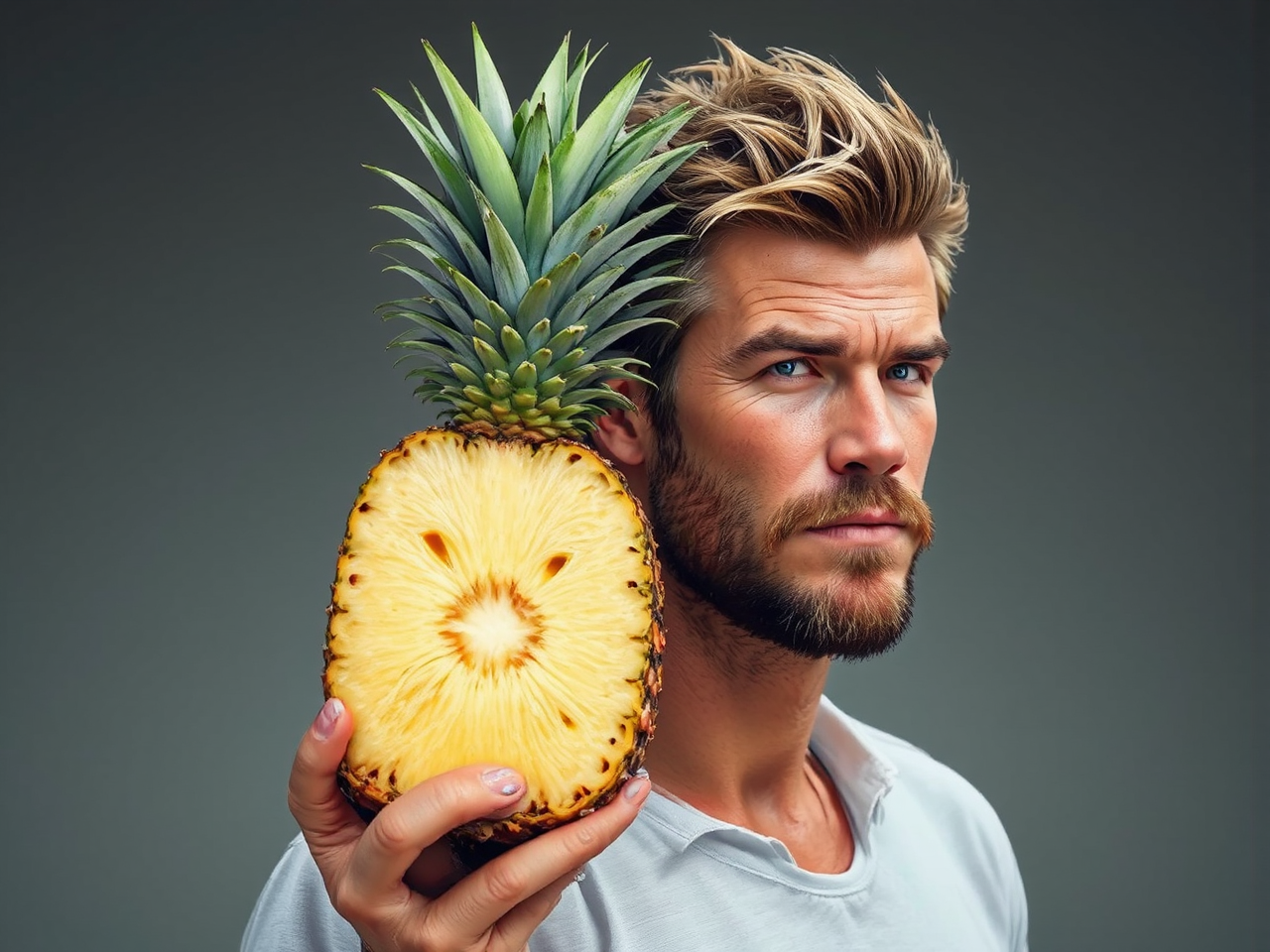 Half male, half pineapple