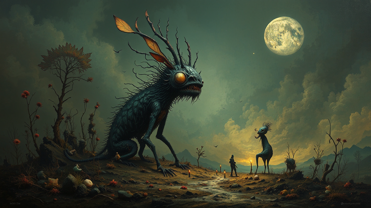 Whimsical alchemical dark fantasy