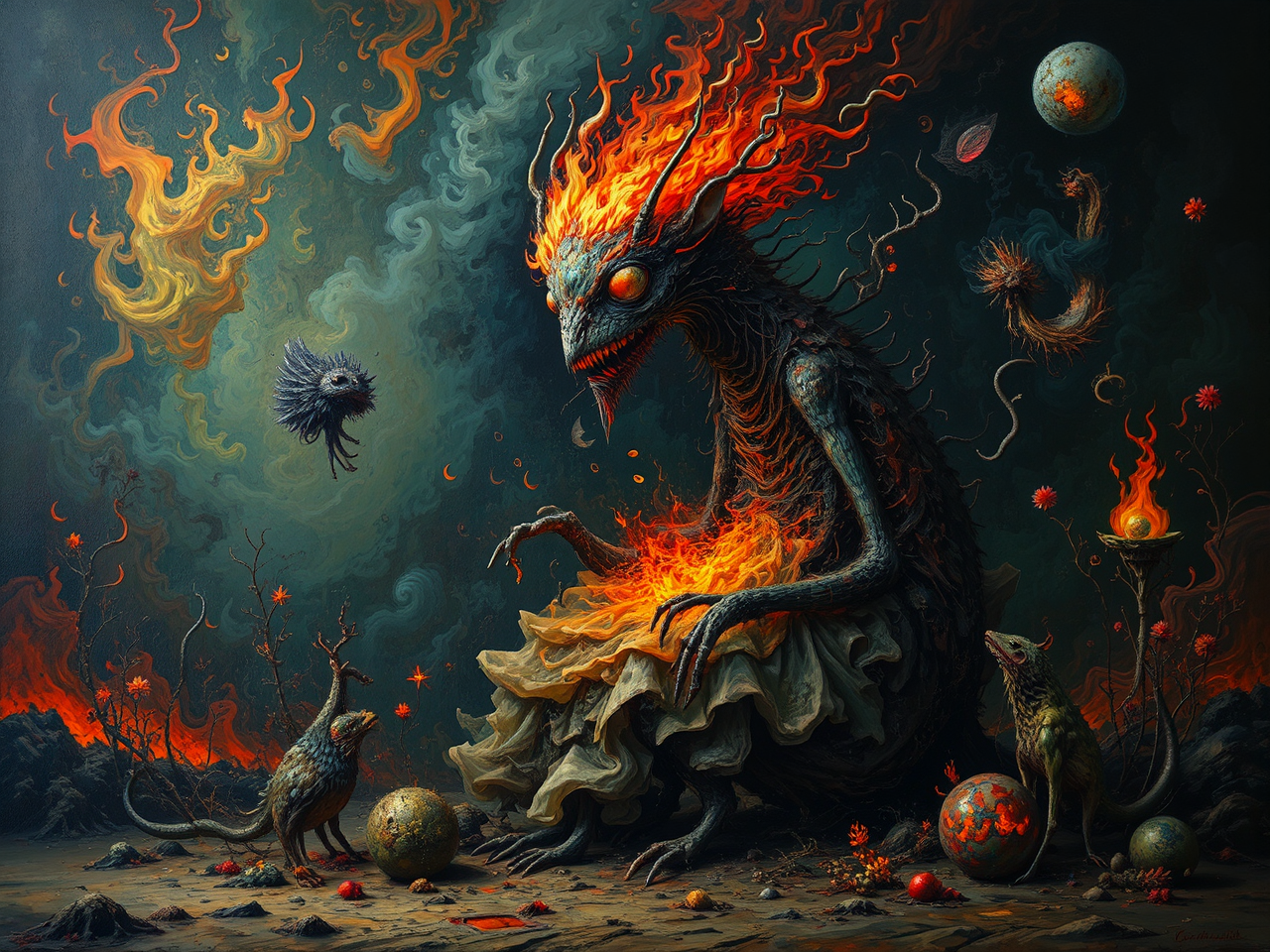 Whimsical creatures in a