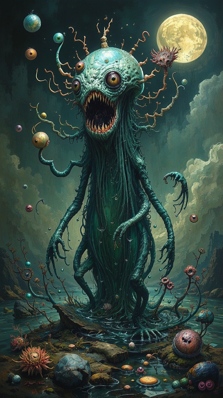 Whimsical water-inspired surreal creatures.