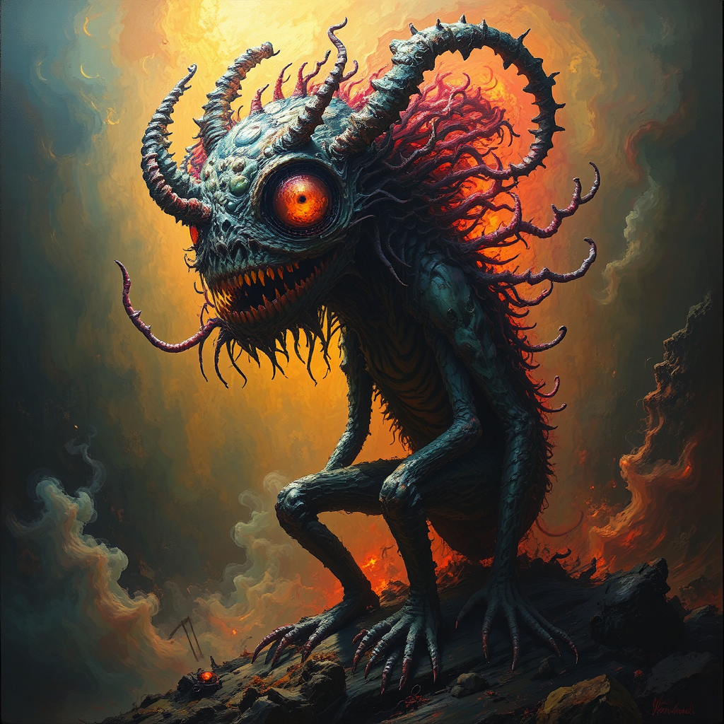 Whimsical creatures in dark