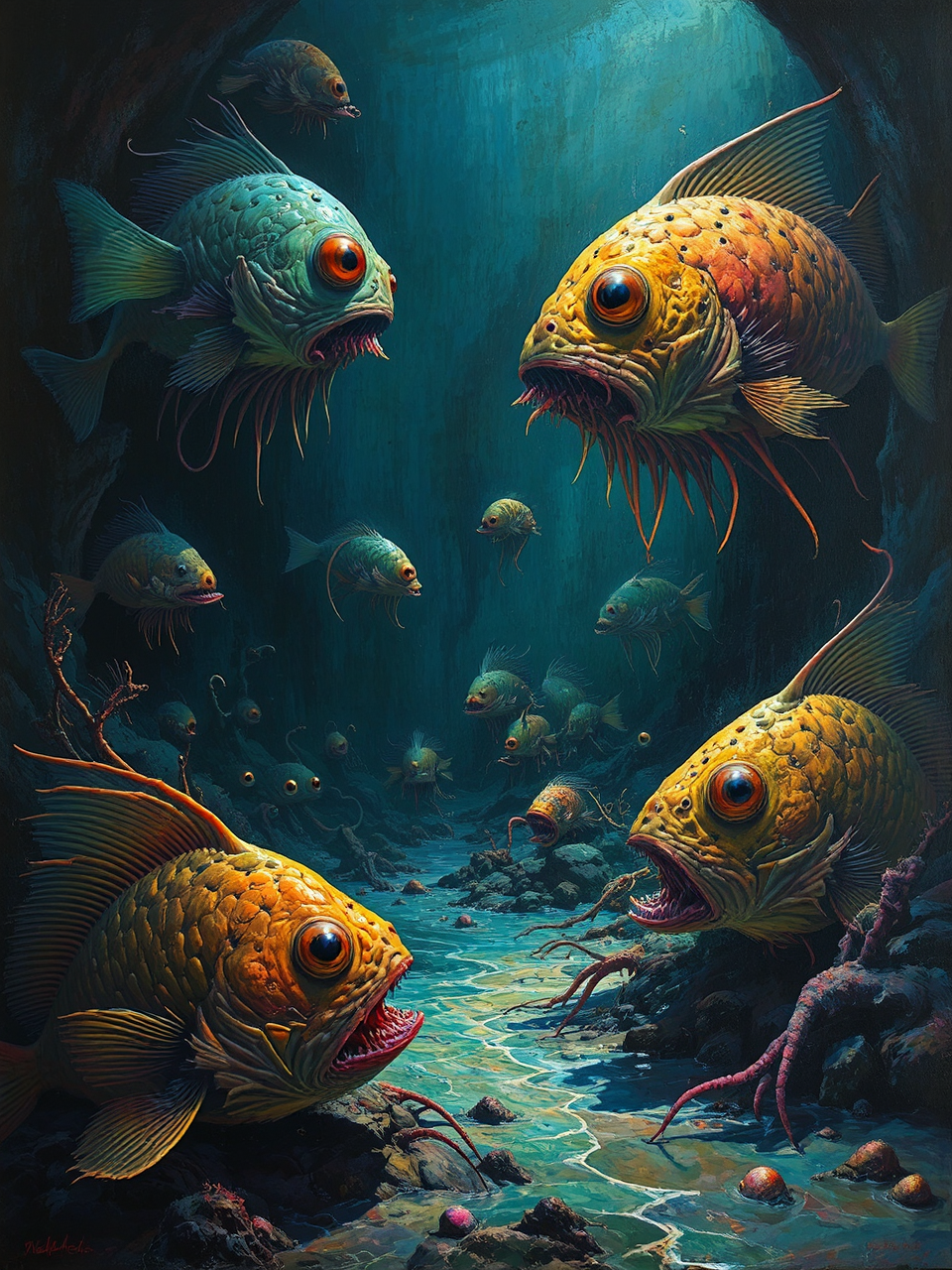 Alien-like fish in dark