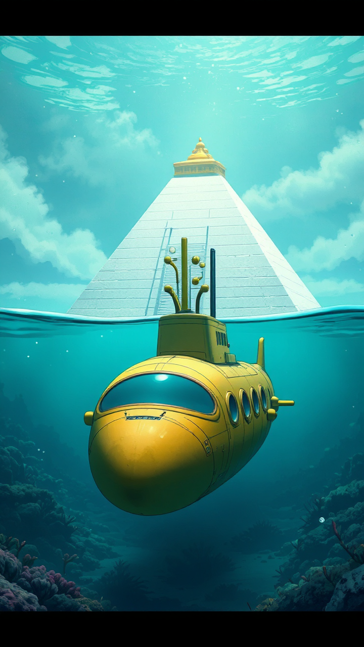 Underwater submarine near underwater