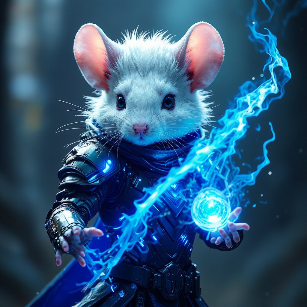 Mouse wearing magical armor